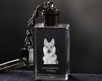 Czechoslovakian Wolfdog  , Dog Crystal Keyring, Keychain, High Quality, Exceptional Gift . Dog keyring for dog lovers