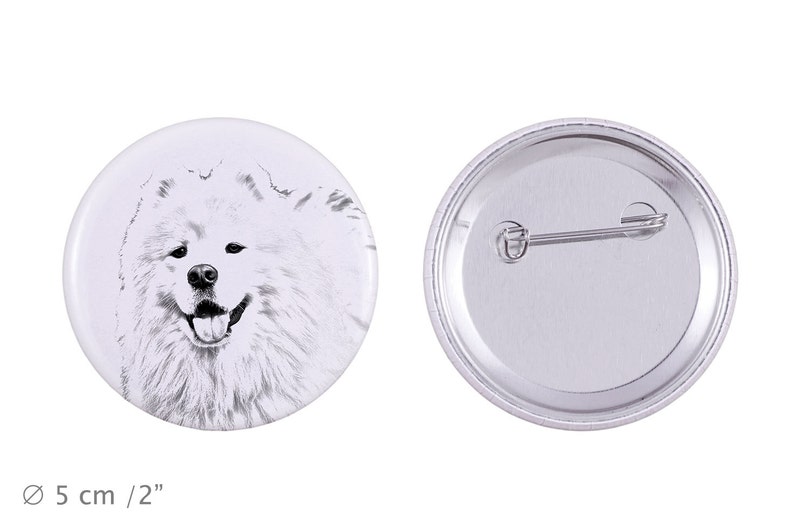 Buttons with a dog Samoyed