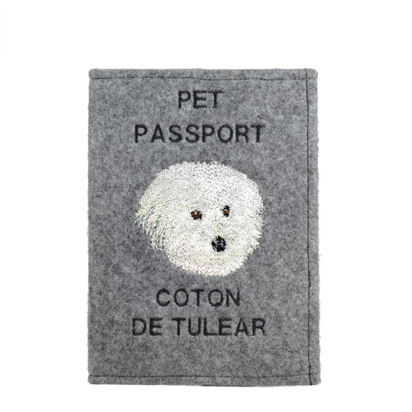 Coton  de Tulear - Passport wallet for the dog with embroidered pattern. New product!