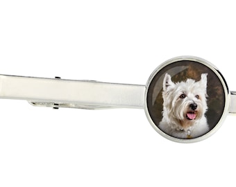 West Highland White Terrier. Tie clip for dog lovers. Photo jewellery. Men's jewellery. Handmade