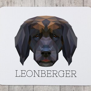 A computer mouse pad with a Leoneberger dog. A new collection with the geometric dog