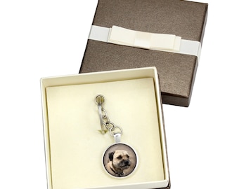 Border Terrier. Keyring, keychain with box for dog lovers. Photo jewellery. Men's jewellery. Handmade.