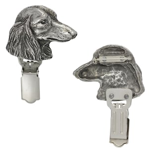 Clip para número Teckel de pelo largo, plateado para exposiciones caninas, regalo para handler, Art-Dog