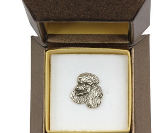 NEW, Poodle, dog pin, in casket, limited edition, ArtDog