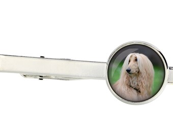 Afghan Hound. Tie clip for dog lovers. Photo jewellery. Men's jewellery. Handmade