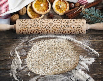 MOSAIC. Engraved rolling pin for Cookies, Embossing Rollingpin, Laser Engraved Rolling-pin. Decorating Roller