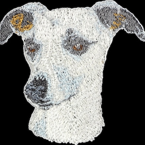 Whippet - Bordado con una imagen de un perro de raza.