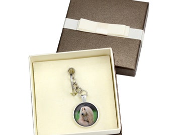 Afghan Hound. Keyring, keychain with box for dog lovers. Photo jewellery. Men's jewellery. Handmade.