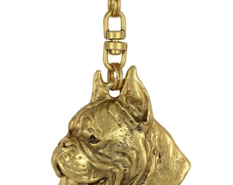 Boxer (toungue&pointed ears), millesimal fineness 999, dog keyring, keychain, limited edition, ArtDog . Dog keyring for dog lovers