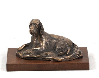 Setter (lying), dog wooden base statue, limited edition, ArtDog