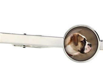 American Bulldog. Tie clip for dog lovers. Photo jewellery. Men's jewellery. Handmade