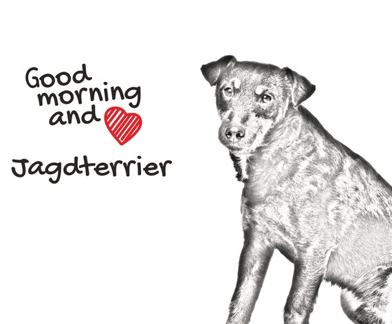 Gravestone oval ceramic tile with an image of a dog. Jagdterrier