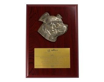 Staffordshire Bullterrier Memorial Board, Cold Cast Bronze Plaque, Dog Loss Board, Home and Office Decor, Dog Memorial