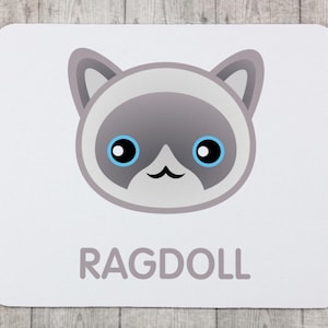 A computer mouse pad with a Ragdoll cat. A new collection with the cute Art-dog cat