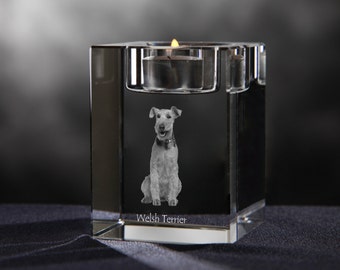 Welsh Terrier - crystal candlestick with dog, souvenir, decoration, limited edition, Collection