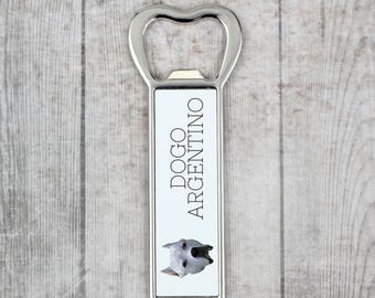 A beer bottle opener with a Argentine Dogo dog. A new collection with the geometric dog