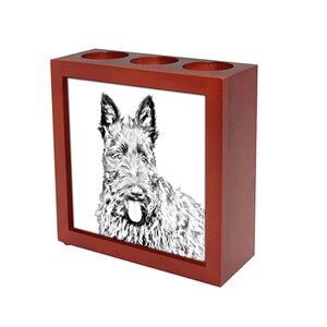 Scottish Terrier - Wooden stand for candles/pens with the image of a dog ! NEW COLLECTION!