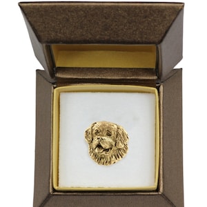 NEW, St. Bernard, dog pin, in casket, gold plated, limited edition, ArtDog