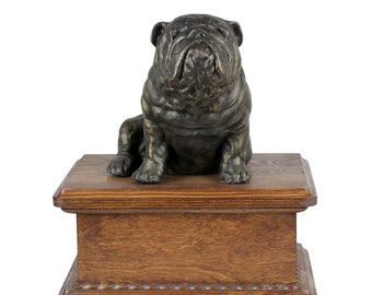 English Bulldog Urn for Dog Ashes, Personalized Memorial with Statue, Urn with Sculpture, Urn for dog's ashes