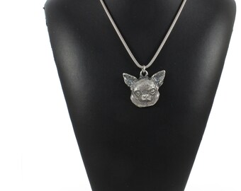 NEW, Chihuahua (smooth haired), dog necklace, silver chain 925, limited edition, ArtDog