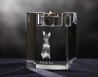 Russian Toy - crystal candlestick with dog, souvenir, decoration, limited edition, Collection