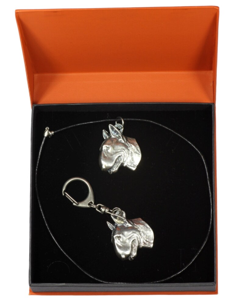 NEW Bullterrier flat Medallion Dog Keyring and Necklace in Etsy