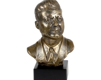 John Fitzgerald Kennedy Statue, Cold Cast Bronze Sculpture, Marble Base, Home and Office Decor, Trophy, Statuette