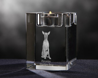 Peruvian Hairless Dog - crystal candlestick with dog, souvenir, decoration, limited edition, Collection