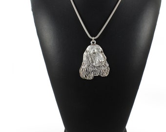 NEW, English Cocker Spaniel, dog necklace, silver cord 925, limited edition, ArtDog