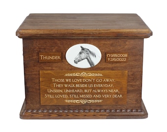 Akhal-Teke Big Urn for Horse Ashes, Personalized Memorial with photo, Custom horse urn, Horse Memorial, Big urn for horse