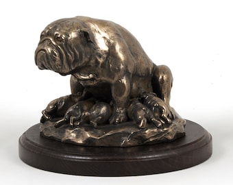 Bulldog (mama), dog wooden base statue, limited edition, ArtDog