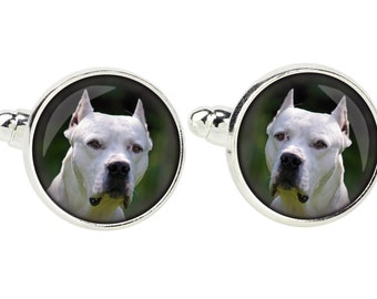 Argentine Dogo. Cufflinks for dog lovers. Photo jewellery. Men's jewellery. Handmade