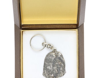 NEW, Bearded Collie, Beardie, dog keyring, key holder, in casket, limited edition, ArtDog . Dog keyring for dog lovers