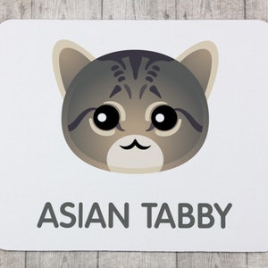 A computer mouse pad with a Tabby cat. A new collection with the cute Art-dog cat