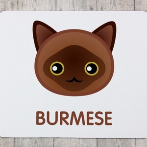 A computer mouse pad with a Burmese cat. A new collection with the cute Art-dog cat