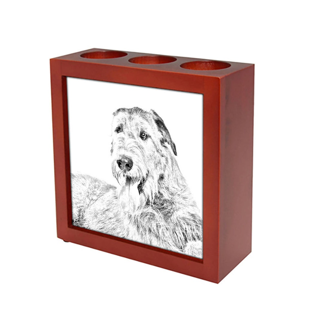 Irish Wolfhound Wooden Stand for Candles/pens With the Image Etsy