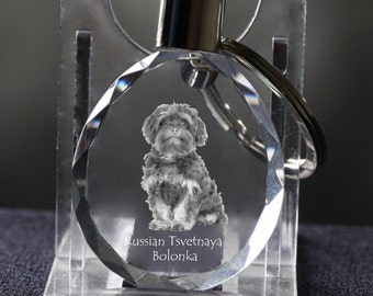 Bolonka   , Dog Crystal Keyring, Keychain, High Quality, Exceptional Gift . Dog keyring for dog lovers