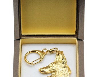 NEW, Malinois, millesimal fineness 999, dog keyring, in casket, keychain, limited edition, ArtDog . Dog keyring for dog lovers