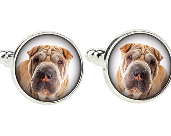 Shar Pei. Cufflinks for dog lovers. Photo jewellery. Men's jewellery. Handmade