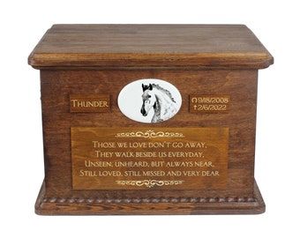 Andalusian Big Urn for Horse Ashes, Personalized Memorial with photo, Custom horse urn, Horse Memorial, Big urn for horse