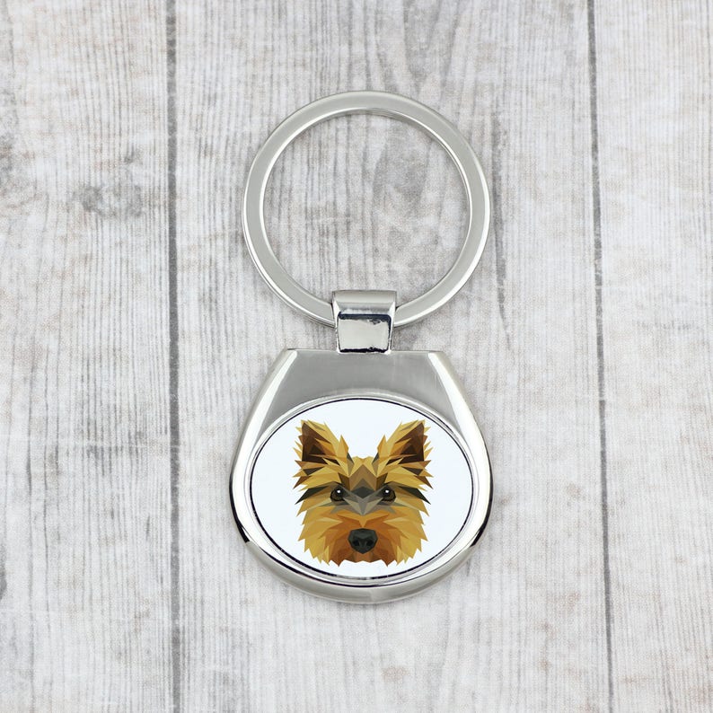 Dog keyring for dog lovers A key pendant with a Yorkshire Terrier dog A new collection with the geometric dog
