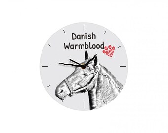 Danish Warmblood, Free standing MDF floor clock with an image of a horse.