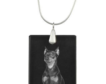 German Pinscher,  Dog Crystal Pendant, SIlver Necklace 925, High Quality, Exceptional Gift, Collection!