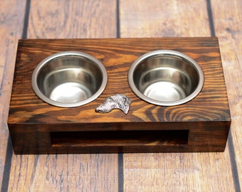 A dog’s bowls with a relief from ARTDOG collection - Scottish deerhound