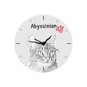 Abyssinian cat, Free standing MDF floor clock with an image of a cat.