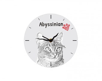 Abyssinian cat, Free standing MDF floor clock with an image of a cat.