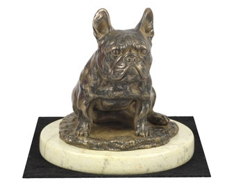 French Bulldog , dog sand marble base statue, limited edition, ArtDog. Made of cold cast bronze. Perfect gift. Limited edition