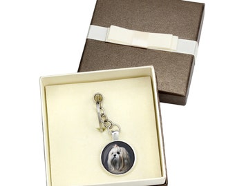 Lhasa Apso. Keyring, keychain with box for dog lovers. Photo jewellery. Men's jewellery. Handmade.