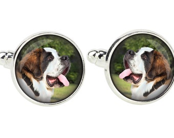 St. Bernard. Cufflinks for dog lovers. Photo jewellery. Men's jewellery. Handmade