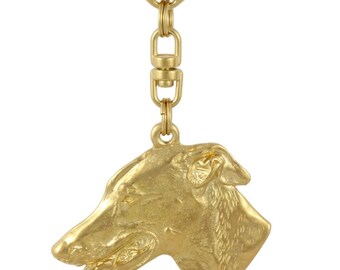 Grey Hound,  English Greyhound, millesimal fineness 999, dog keyring, keychain, limited edition, ArtDog . Dog keyring for dog lovers